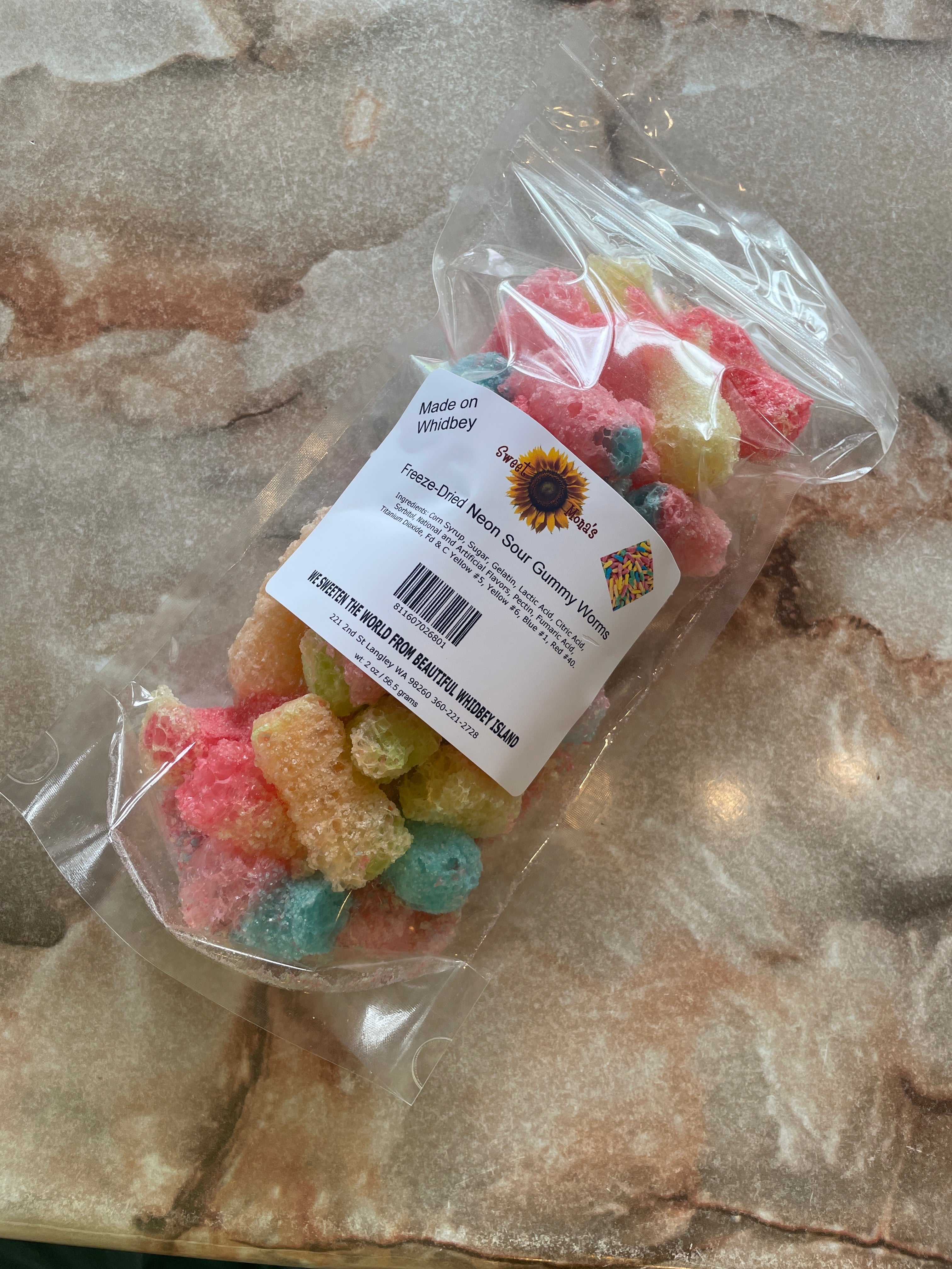 Freeze Dried Neon Sour Gummy Worms 2 oz bag – Sweet Mona's Chocolates