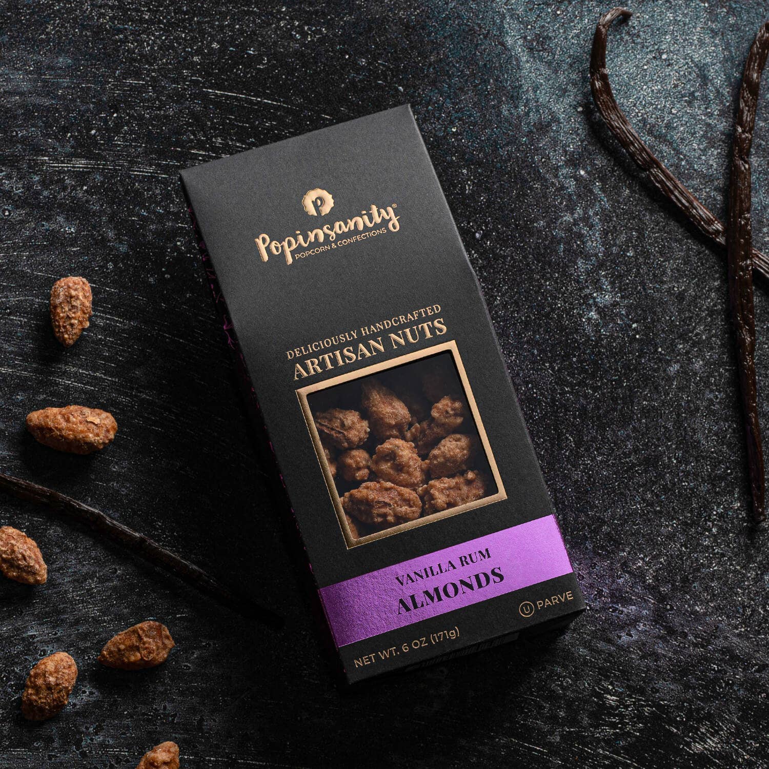 Vanilla Rum Almonds | Gourmet Candied Nuts Gift | 6oz Box