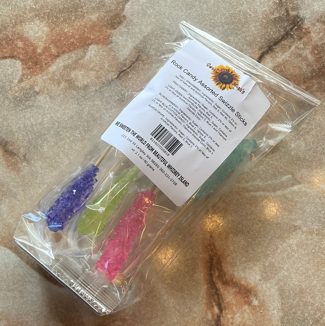 Rock Candy Assorted Flavor Swizzle Sticks in 2.1 oz bag