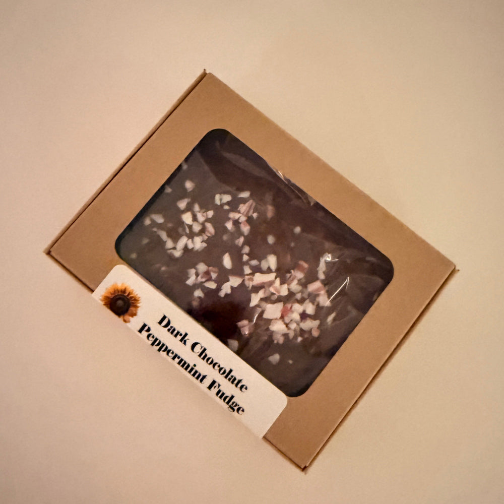 Dark Peppermint Fudge in an 8 oz slab