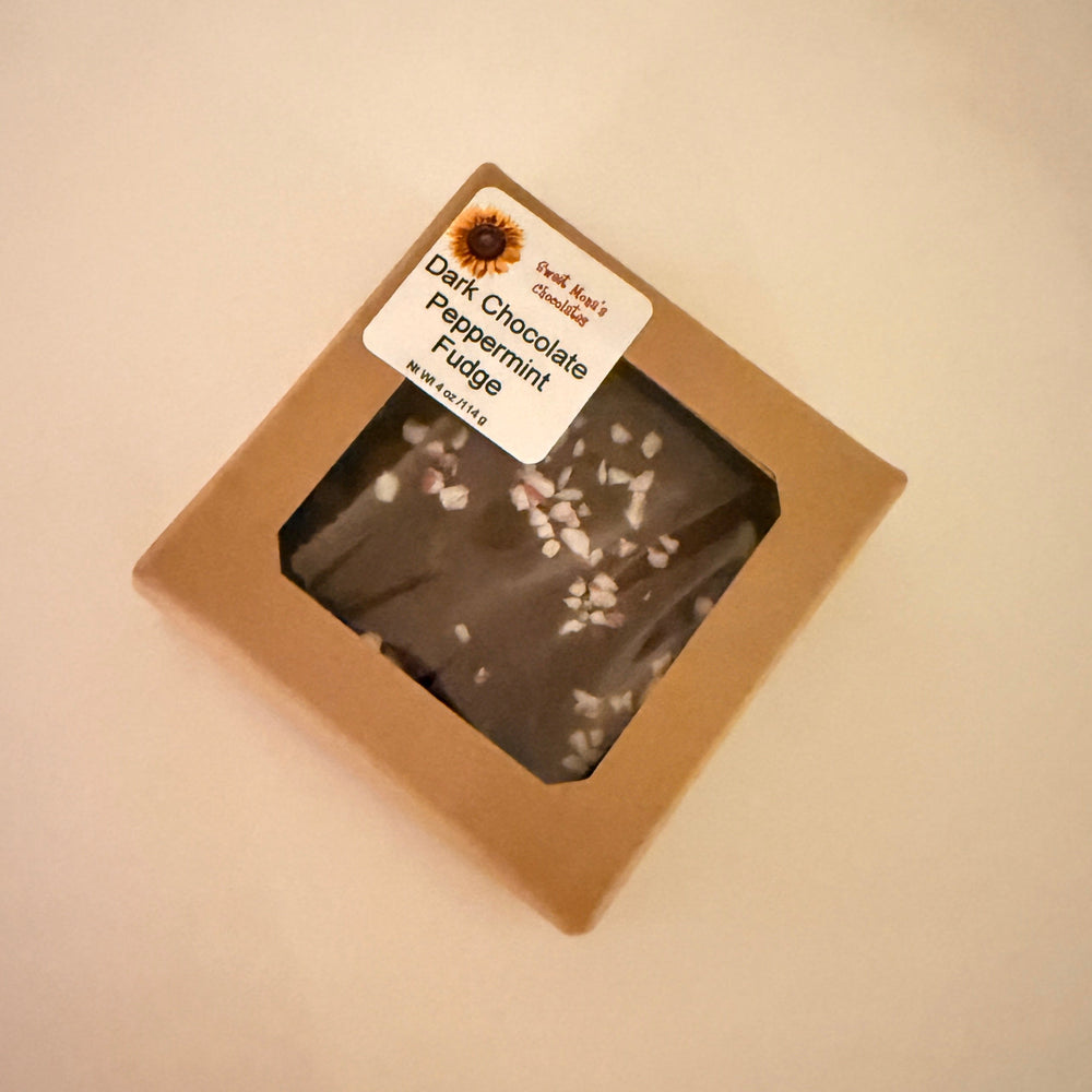 Dark Peppermint Fudge in a 4 oz square