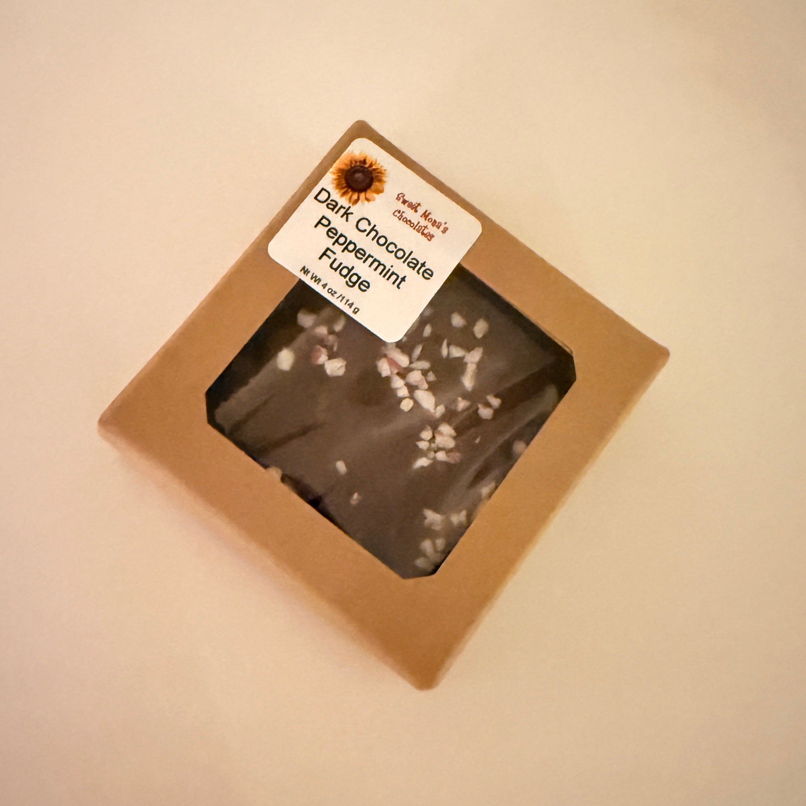 Dark Peppermint Fudge in a 4 oz square