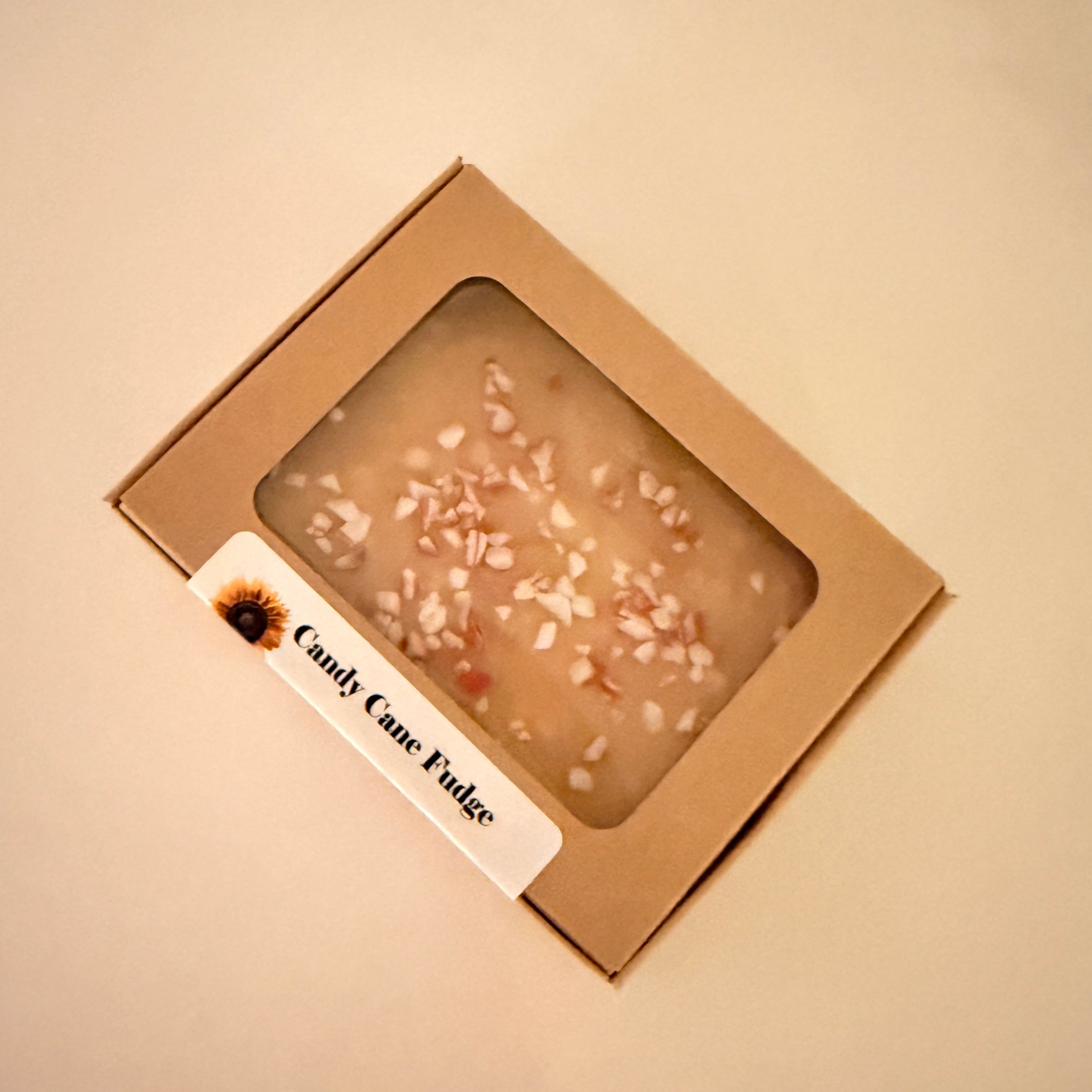 Candy Cane Fudge in an 8 oz slab