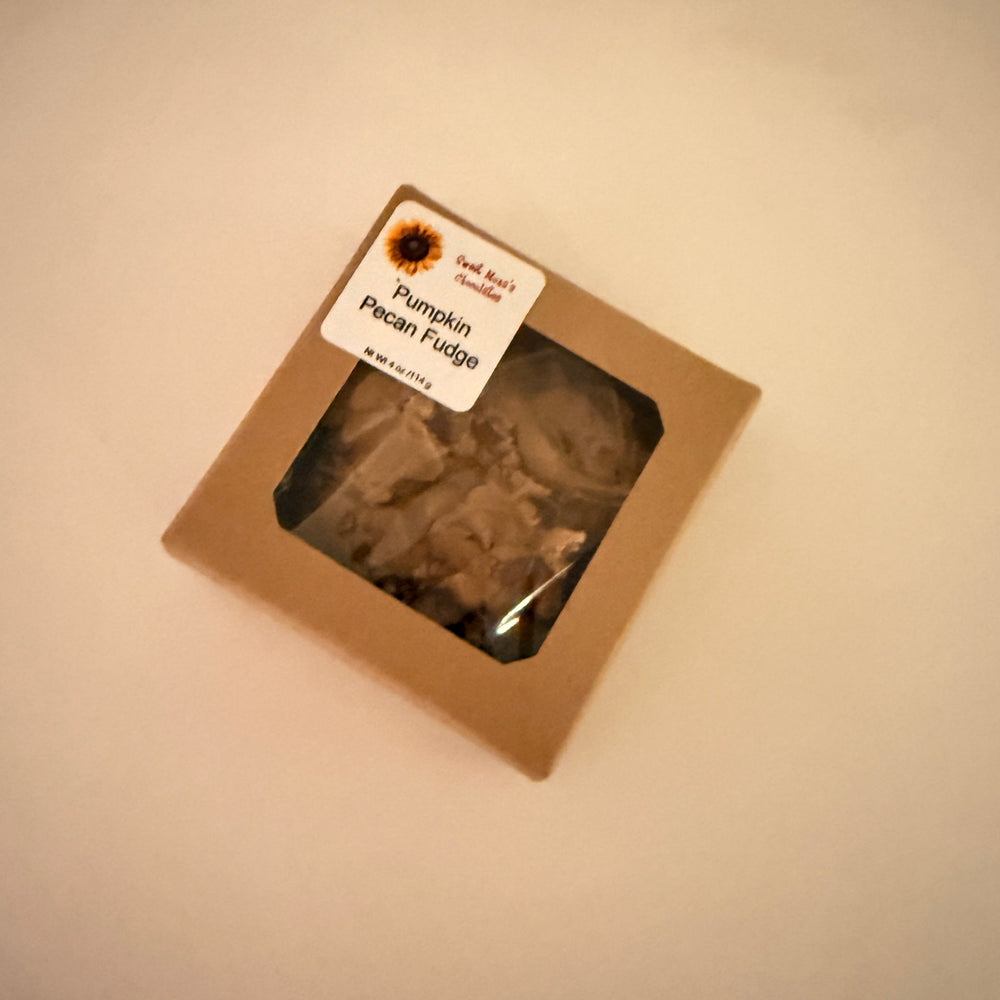 Pumpkin Pecan Fudge in a 4 oz square