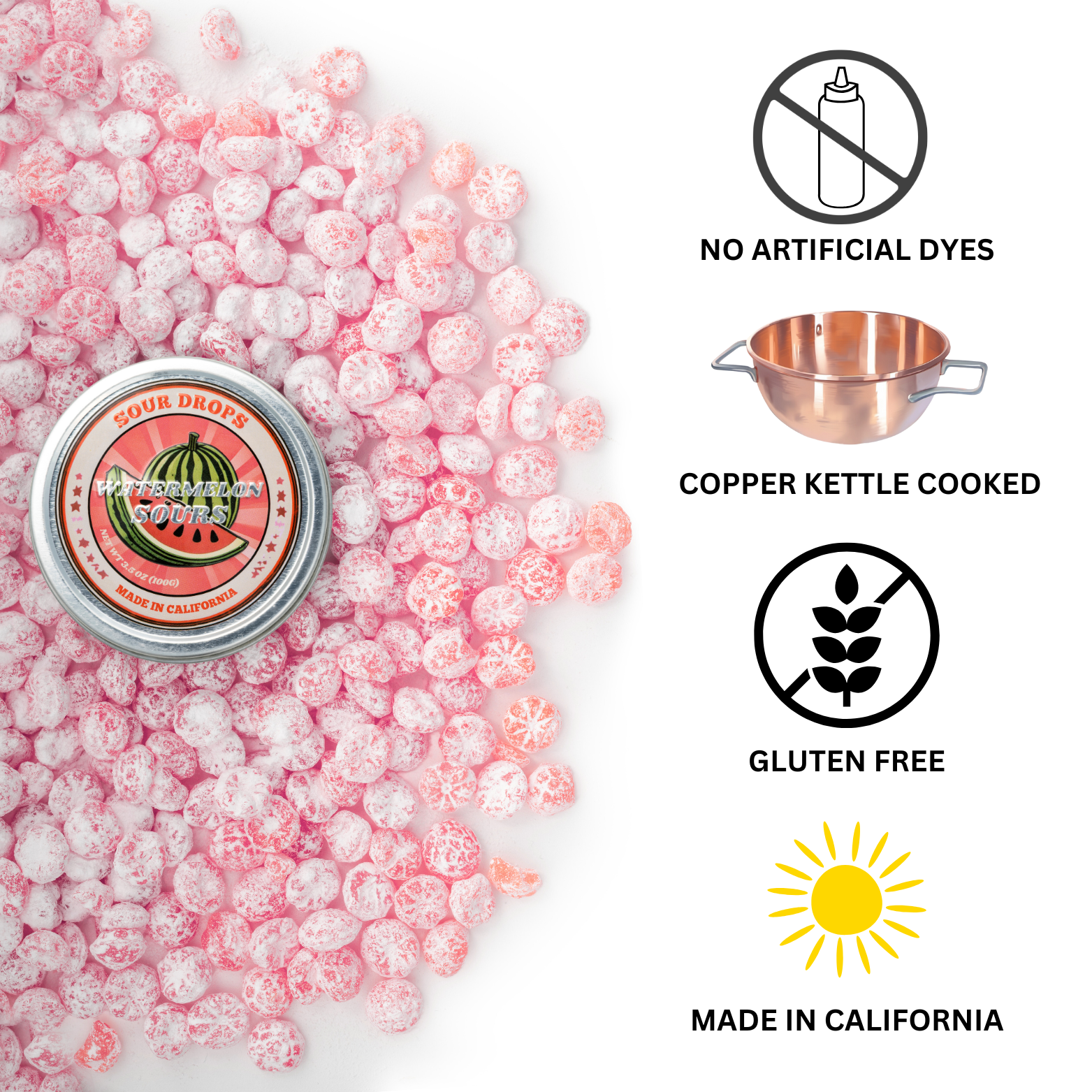 Watermelon Sours: 3.5oz Dye-Free Candy Tins