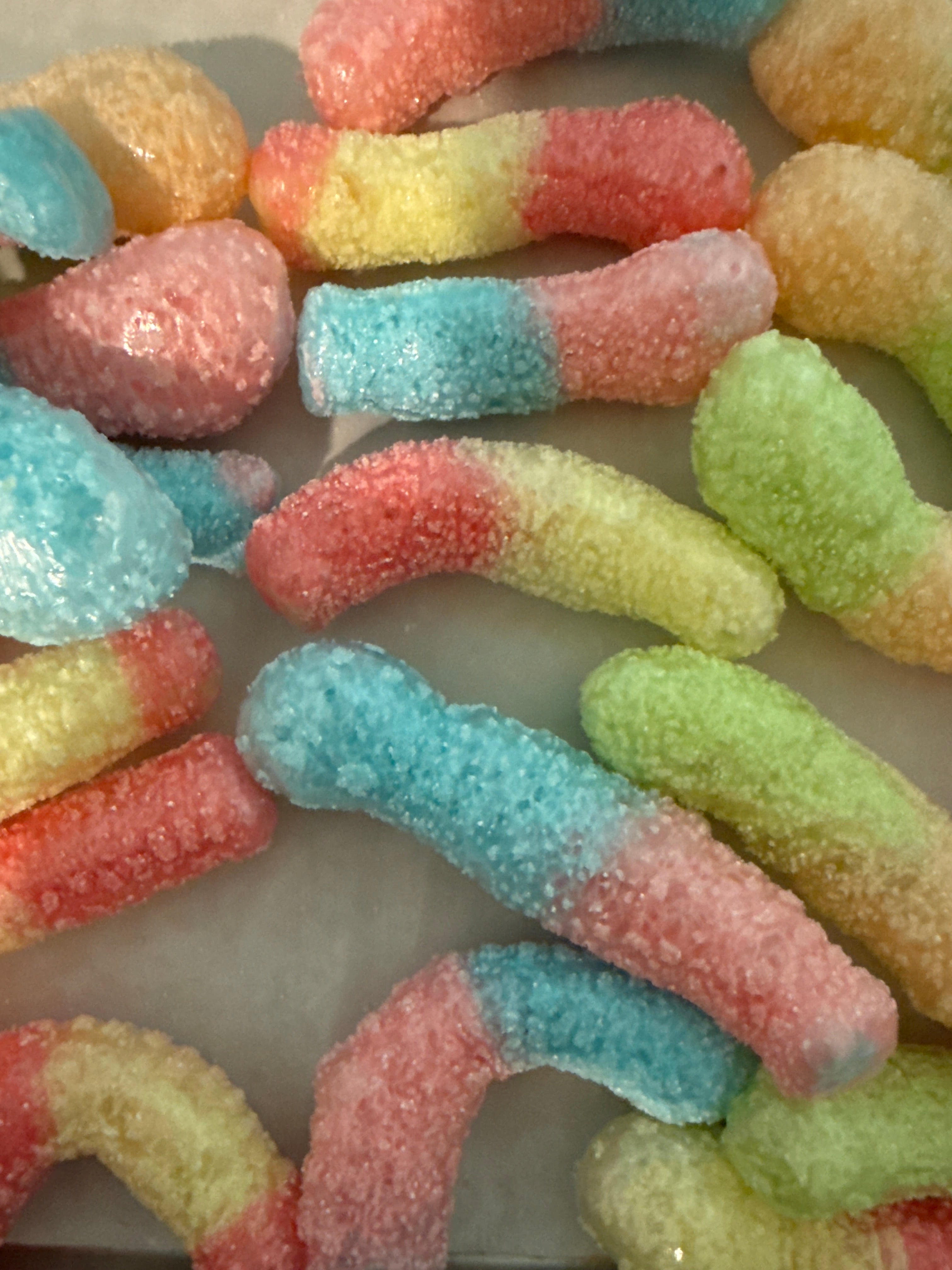 Freeze Dried Neon Sour Gummy Worms 2 oz bag – Sweet Mona's Chocolates