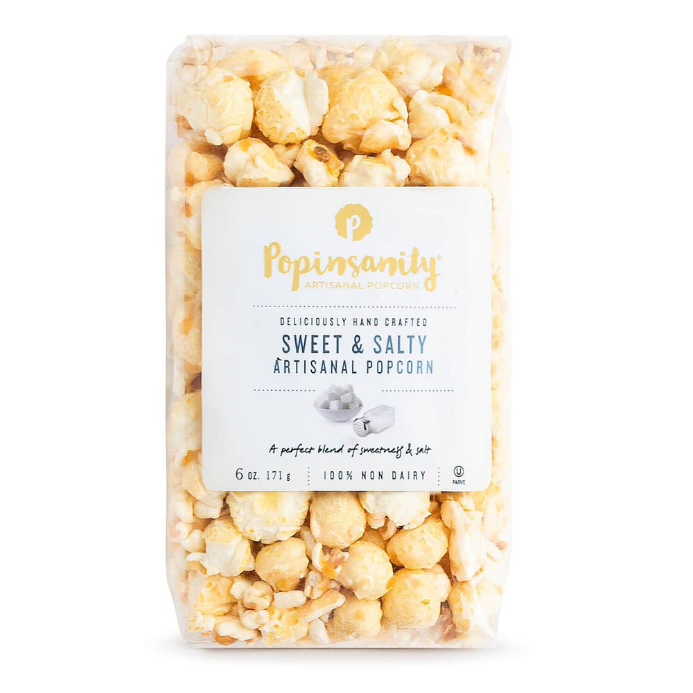 Sweet n Salty Gourmet Popcorn by Popinsanity in a 6 oz Clear Cello bag