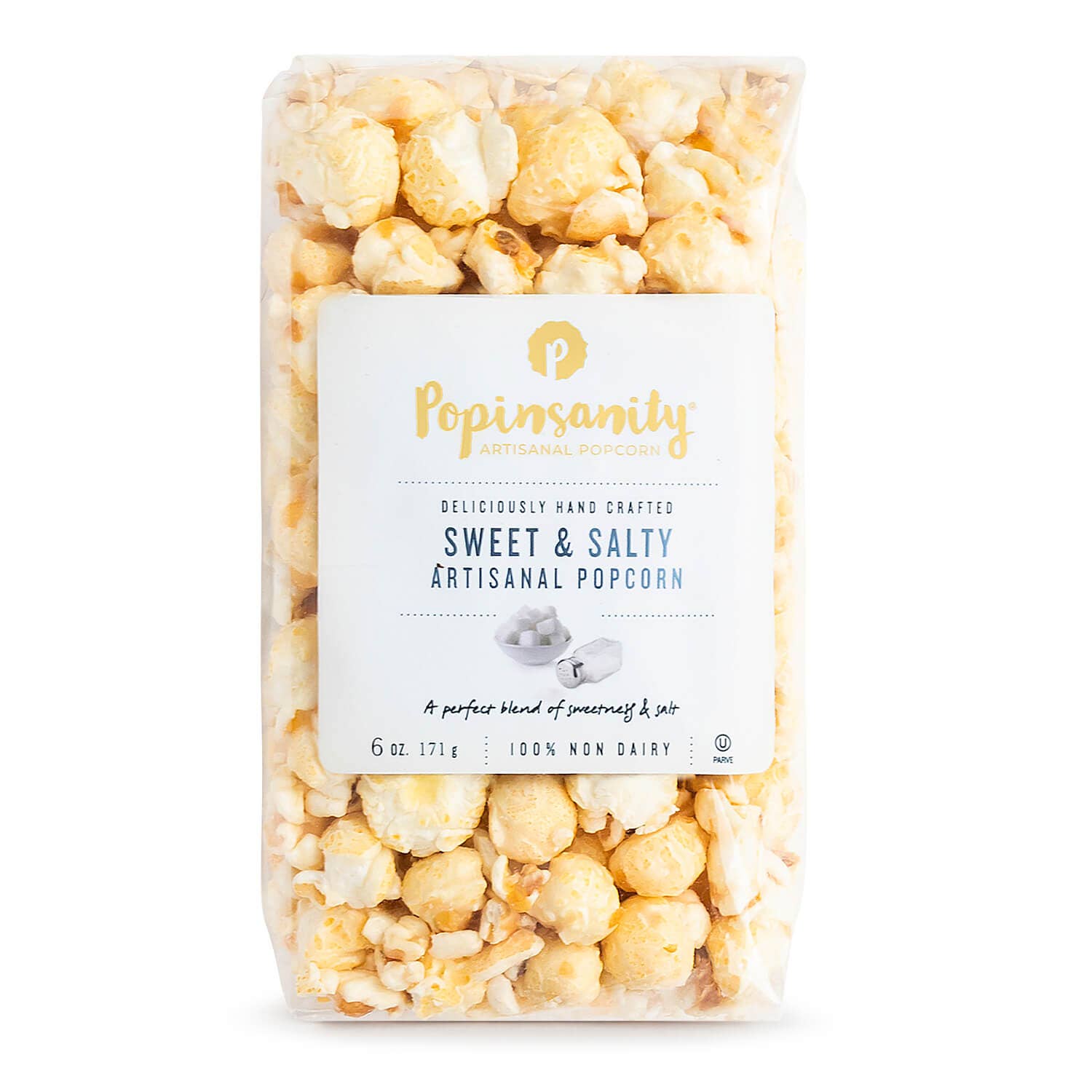 Sweet n Salty Gourmet Popcorn by Popinsanity in a 6 oz Clear Cello bag