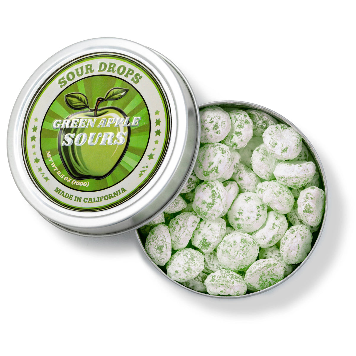 Green Apple Sours: 3.5oz Dye-Free Candy Tins