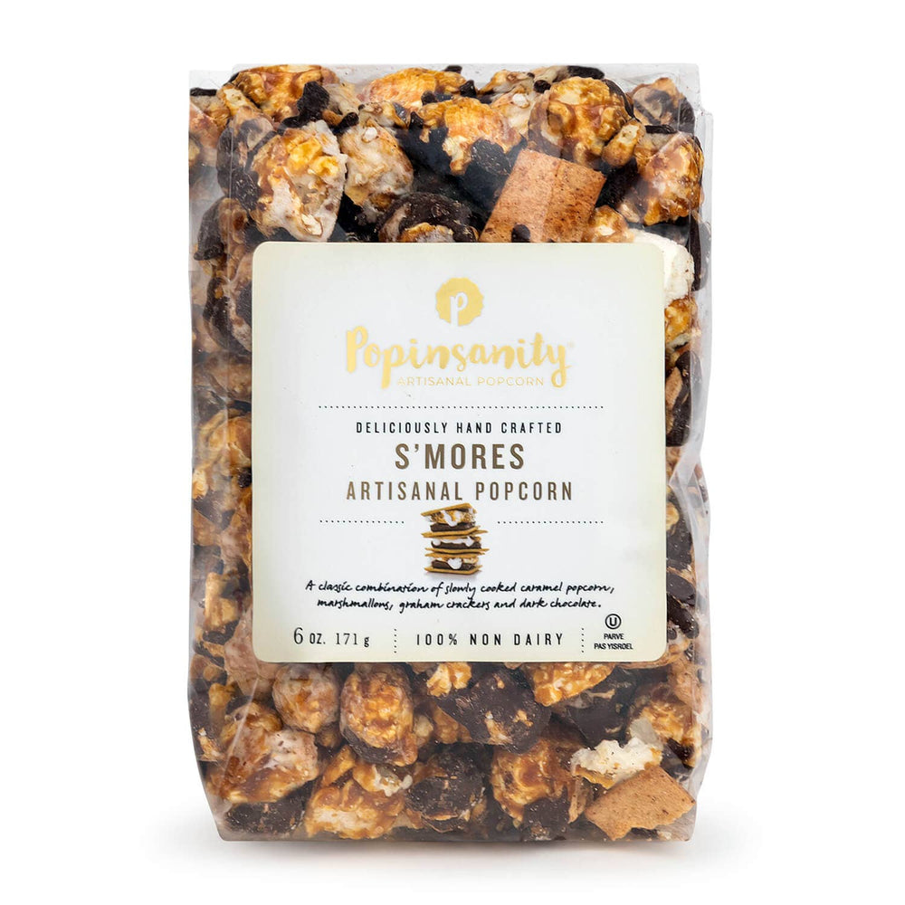 Smores Gourmet Popcorn by Popinsanity in a 6 oz Clear Cello bag