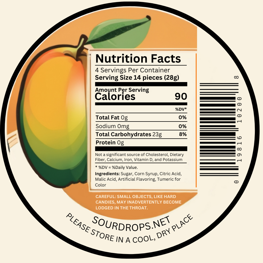 Mango Sours: 3.5oz Dye-Free Candy Tins