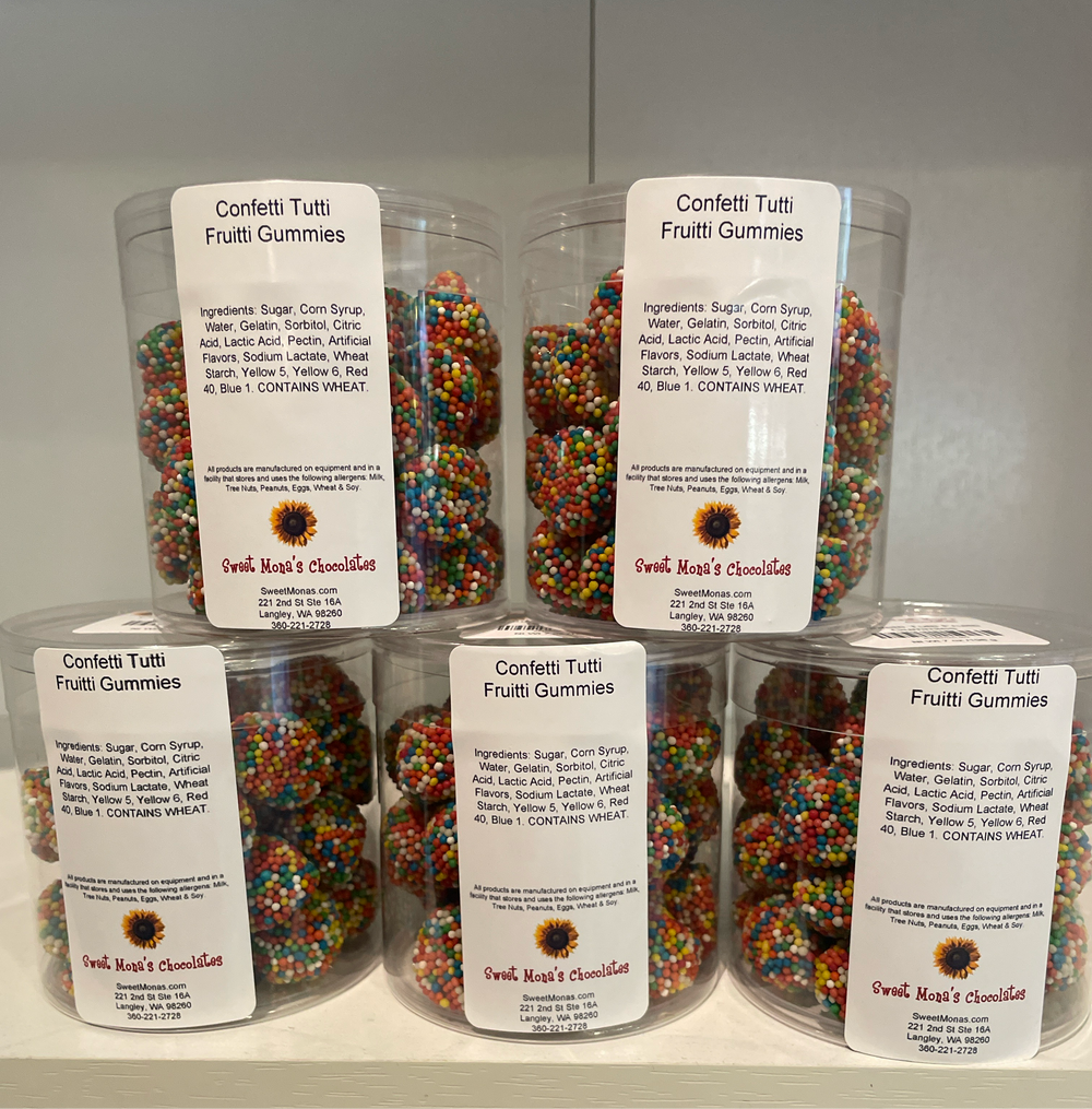 Gummy Confetti Tutti Fruitti in a 7 oz container