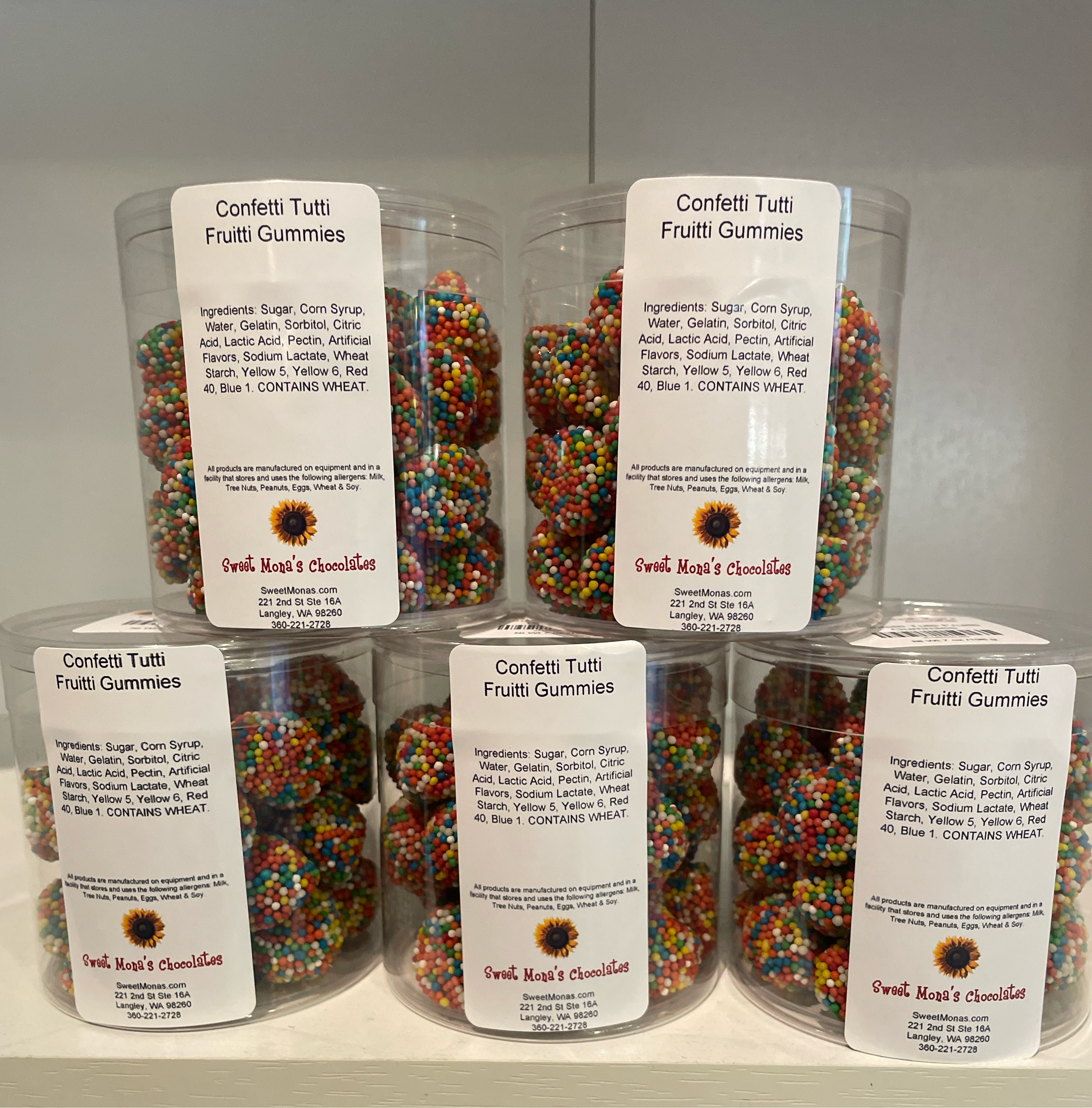 Gummy Confetti Tutti Fruitti in a 7 oz container