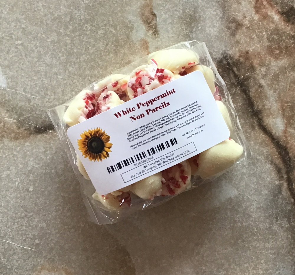White Peppermint Non Pareils 4 oz Bag
