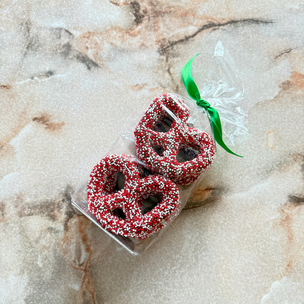 Pretzel in Milk Chocolate with Holiday Seeds in 6 oz Bag