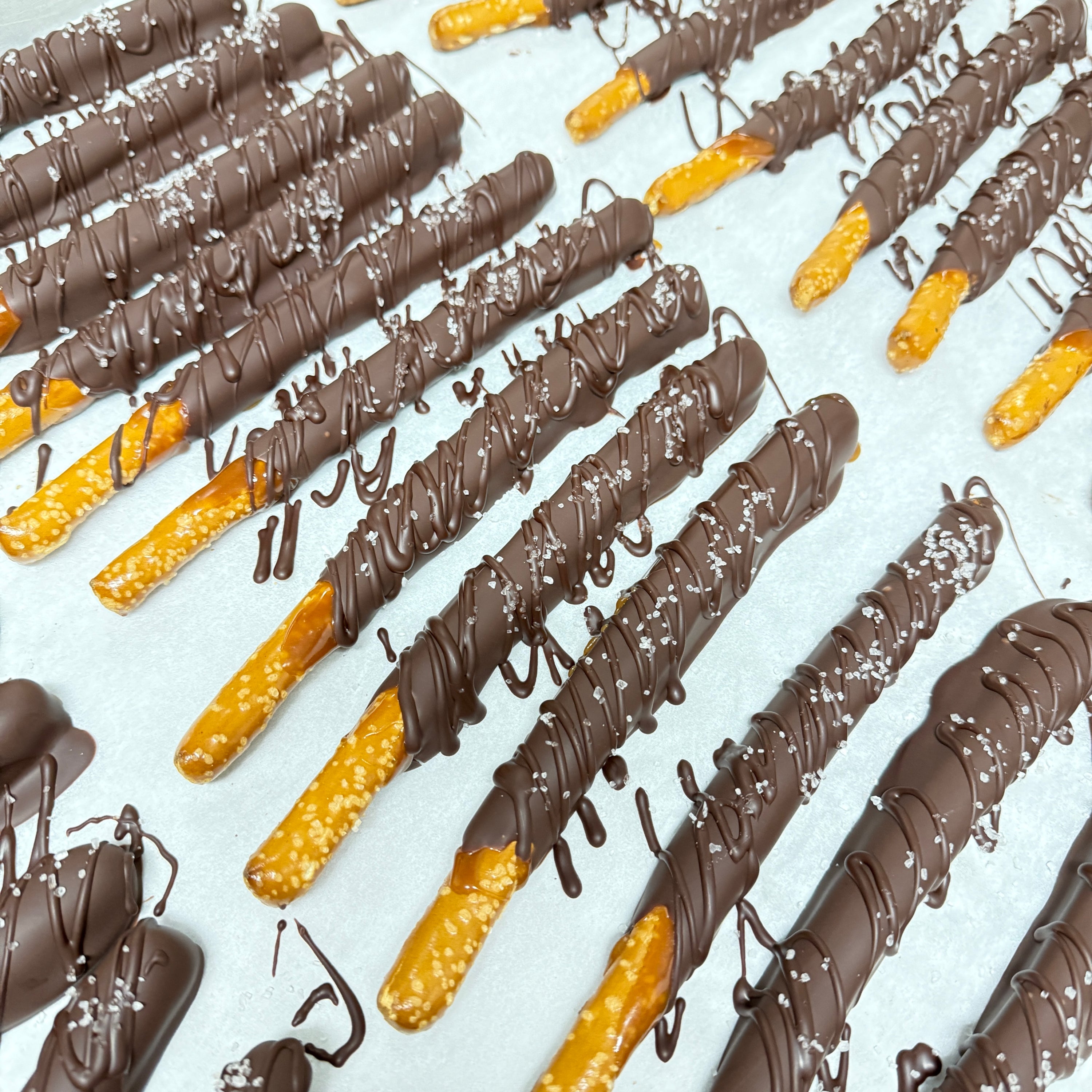 Dark Chocolate Sea Salt Caramel & Dark Chocolate Pretzel Rod