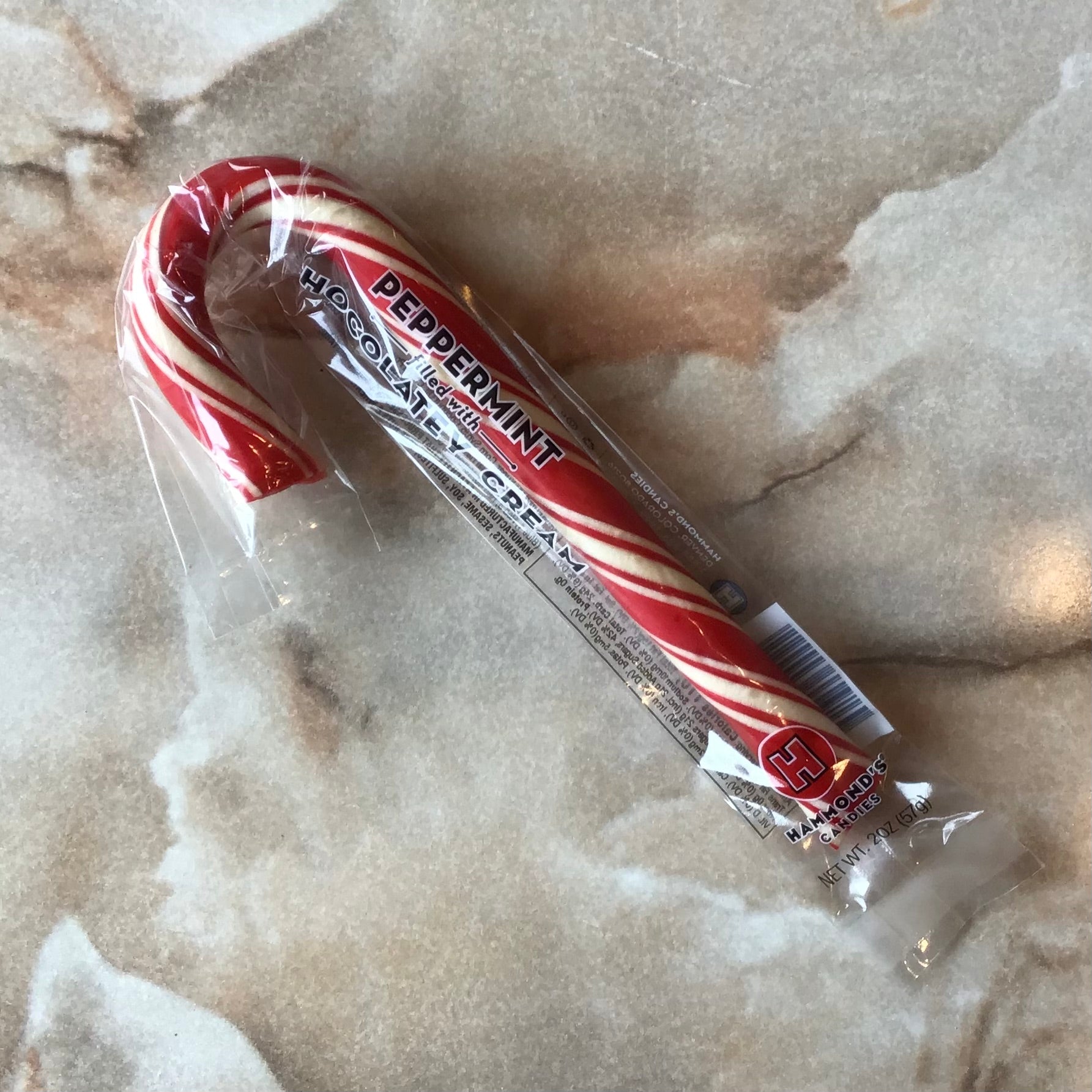 Chocolate Cream Filled Peppermint Candy Cane 2 oz