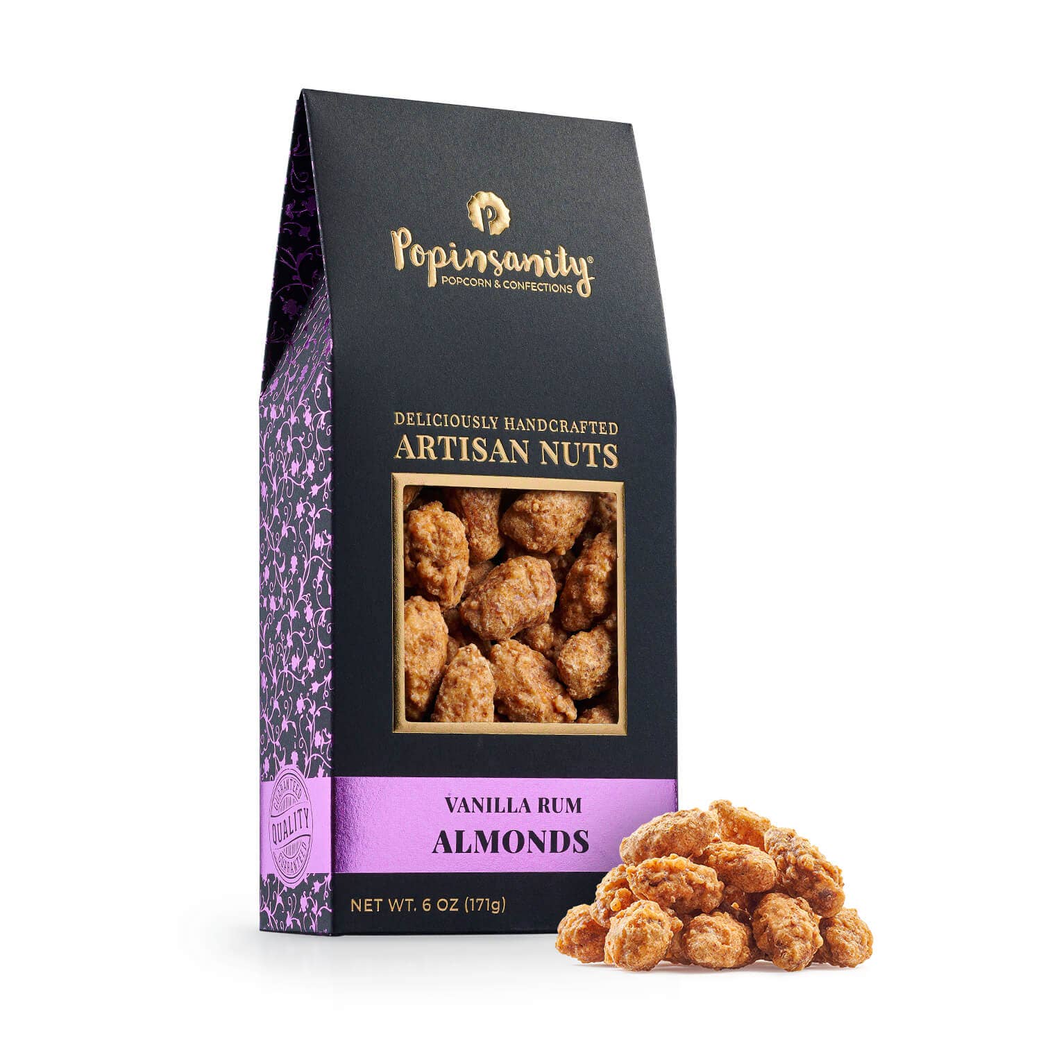 Vanilla Rum Almonds | Gourmet Candied Nuts Gift | 6oz Box