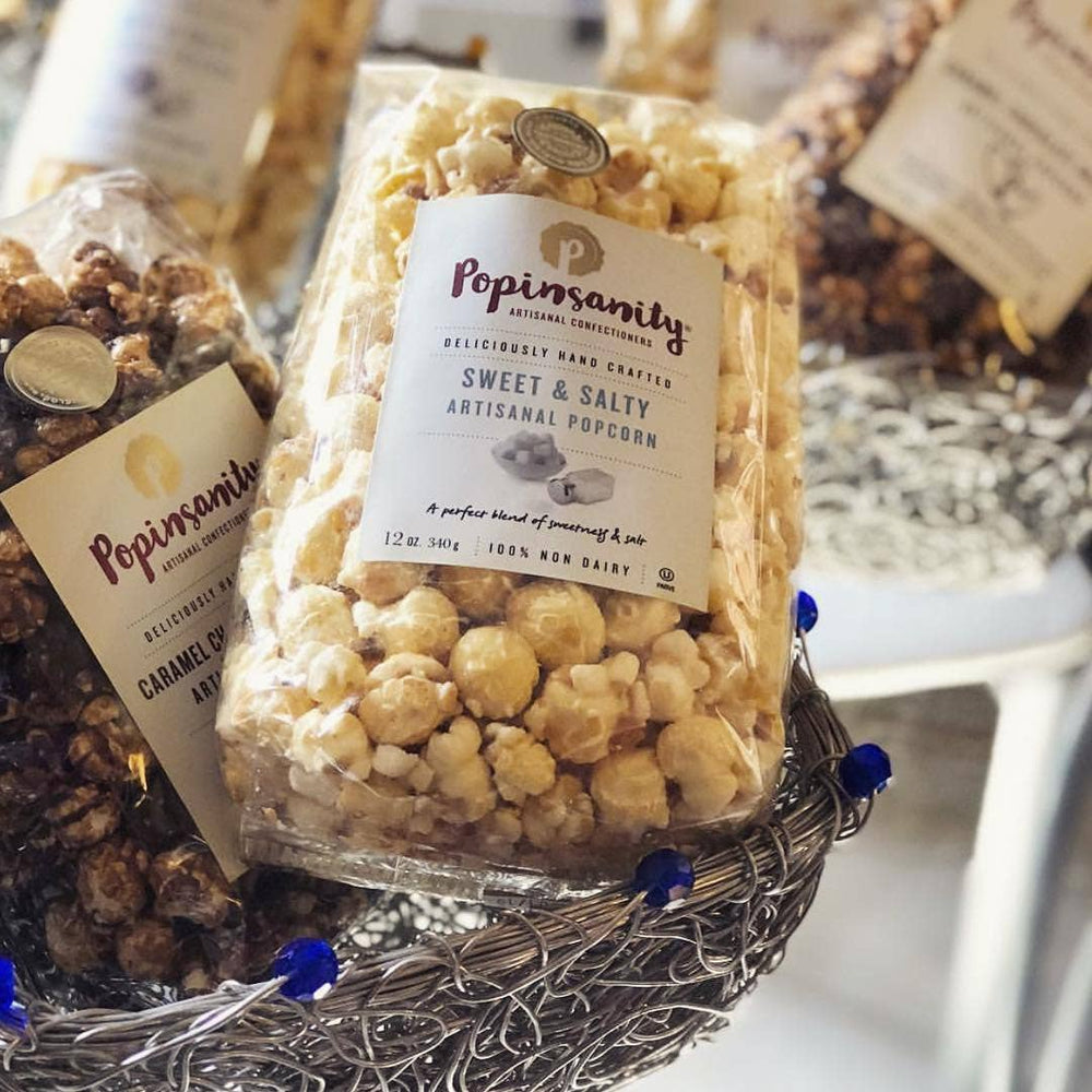 Sweet n Salty Gourmet Popcorn by Popinsanity in a 6 oz Clear Cello bag
