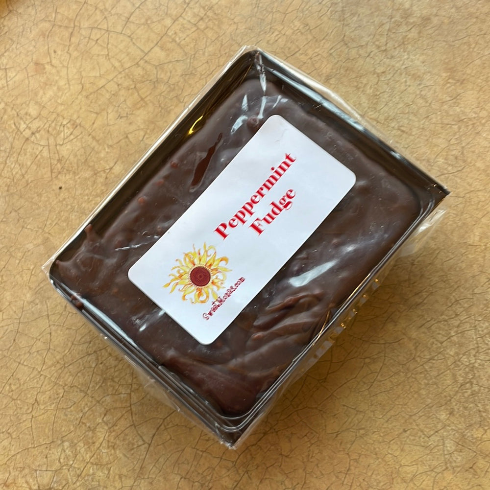 Dark Peppermint Fudge in an 8 oz slab