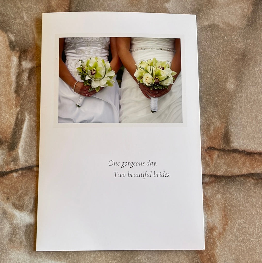 Two Brides with Bouquets Wedding Card