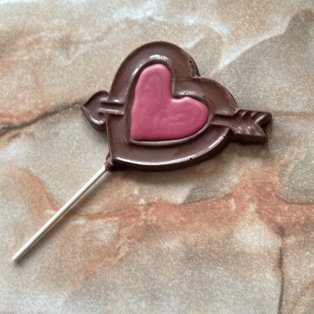 Milk Heart with Arrow Lolly